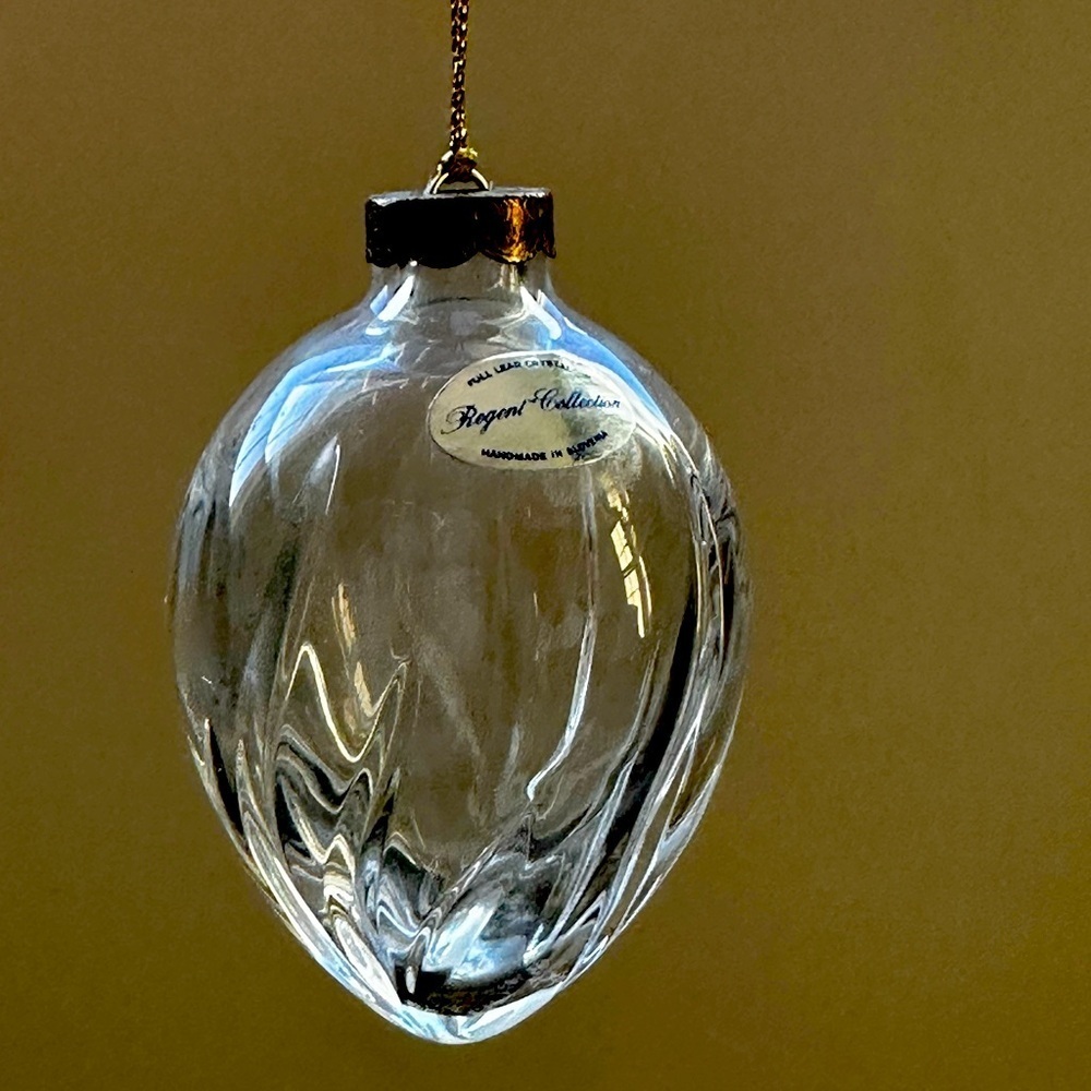 Vintage Rogaska FULL LEAD CRYSTAL CHRISTMAS ORNAMENT Clear Etched Cut